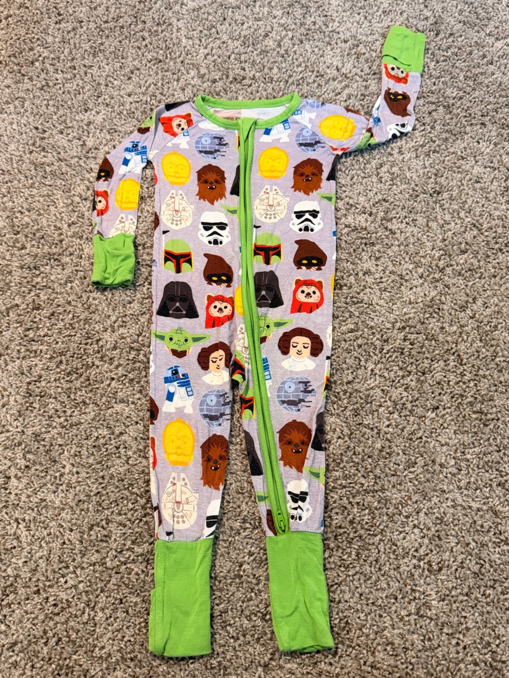 Little Sleepies Star Wars Character One-Piece Pajamas - Purple with Green Trim